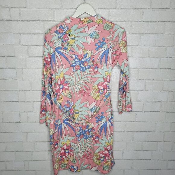Talbots Tropical Birds Belted Lightweight Bath Robe - Picture 5 of 6